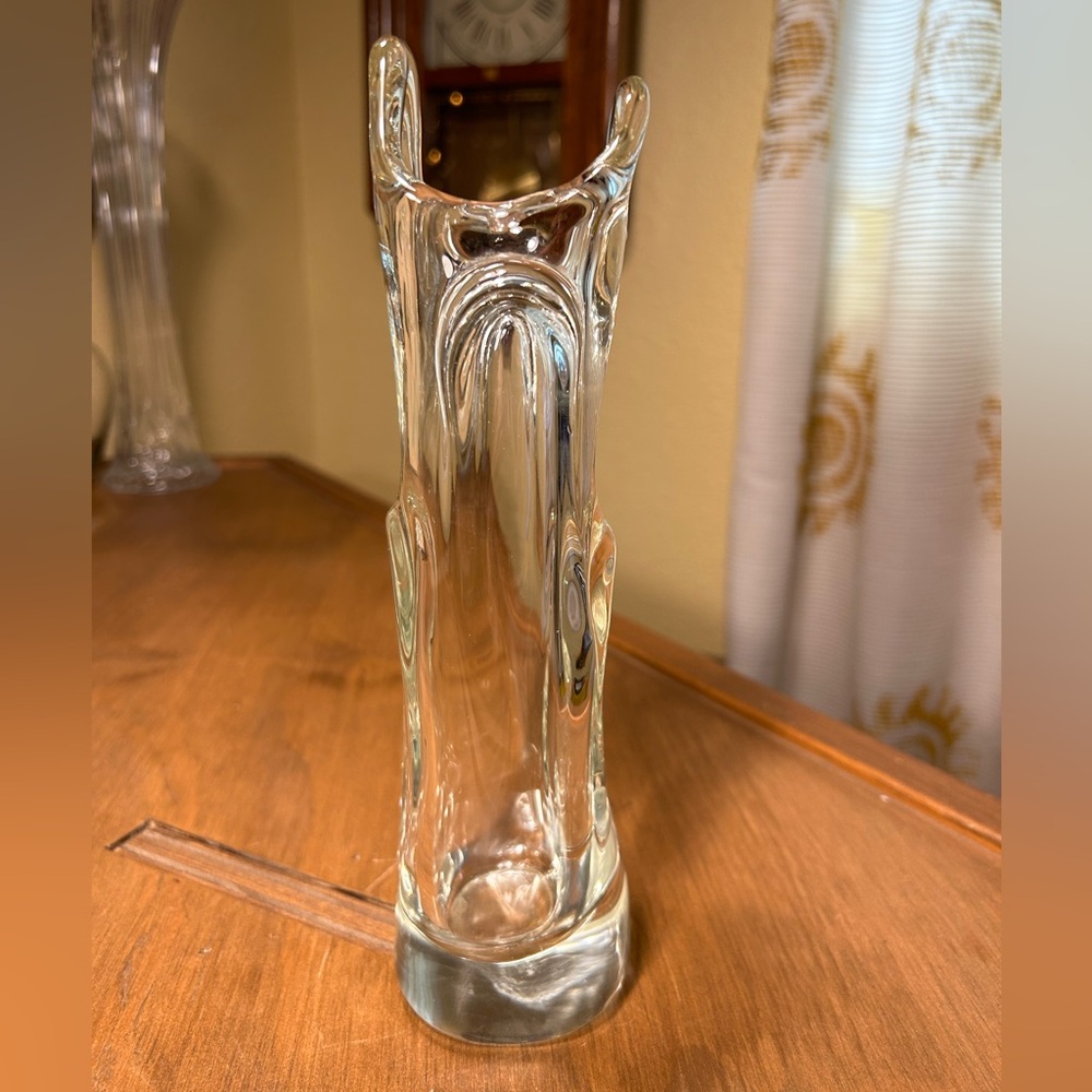 Art Glass Vase by Jan Beranek for Skrdlovice Czech Bohemia 9 1/4” Tall Vintage